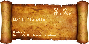 Wolf Klaudia névjegykártya